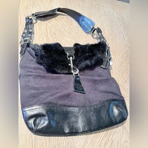 Coach #9816 Vintage Quilted Fur Lined Hobo Ski Bag